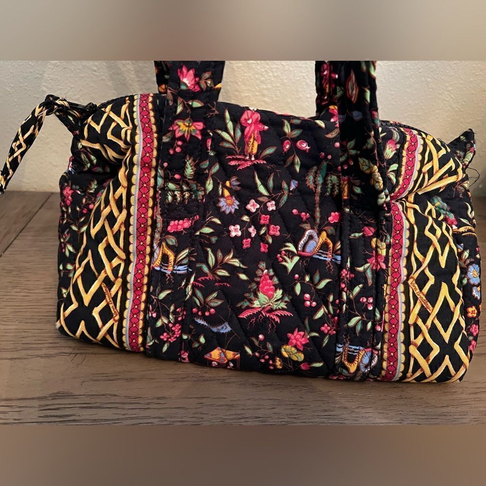 Vera Bradley Ming Black Asian Floral Small Tote Shoulder Bag Purse - Picture 2 of 8